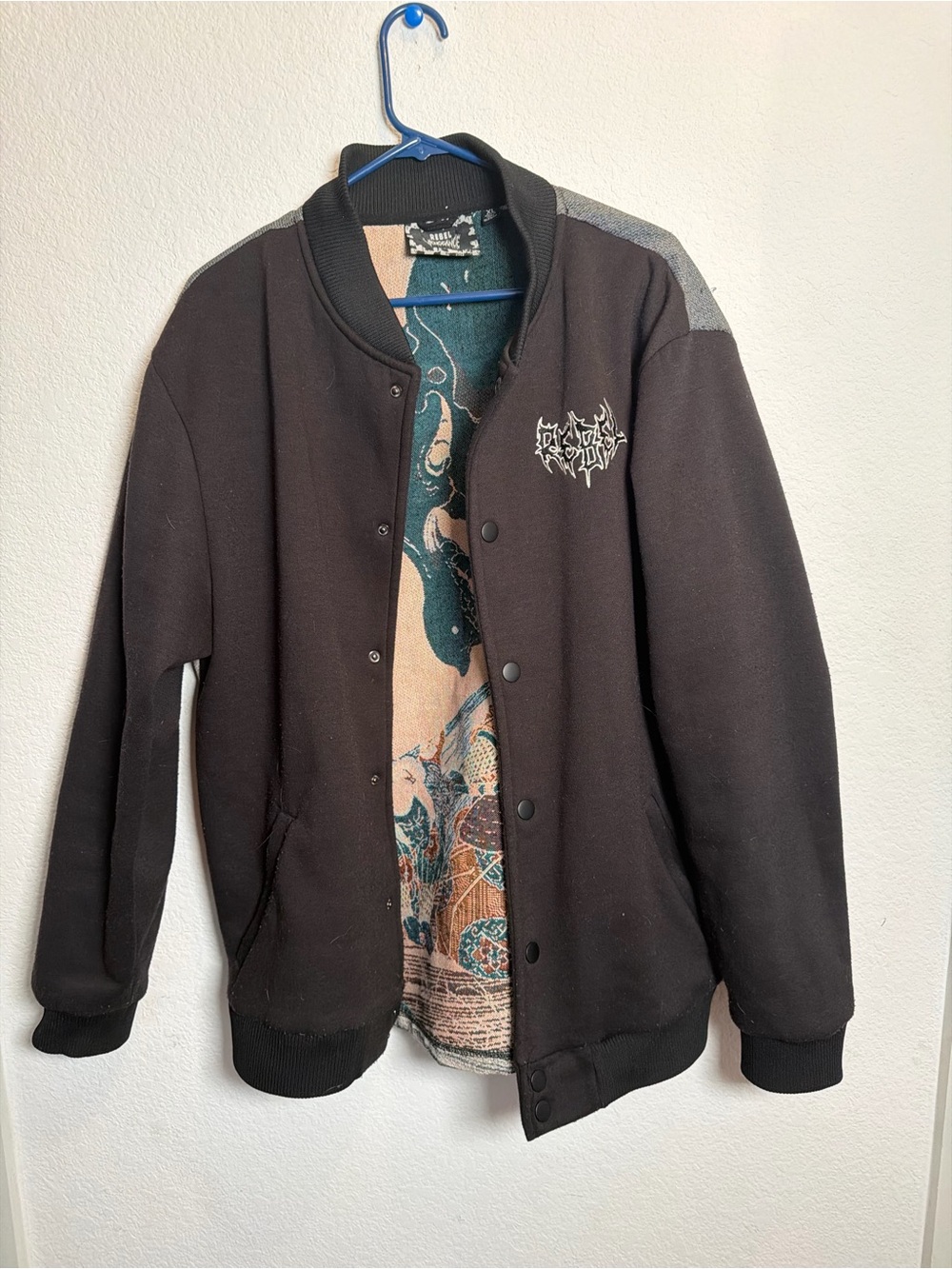 rebels minds Japanese skeleton Black Bomber Jacket
